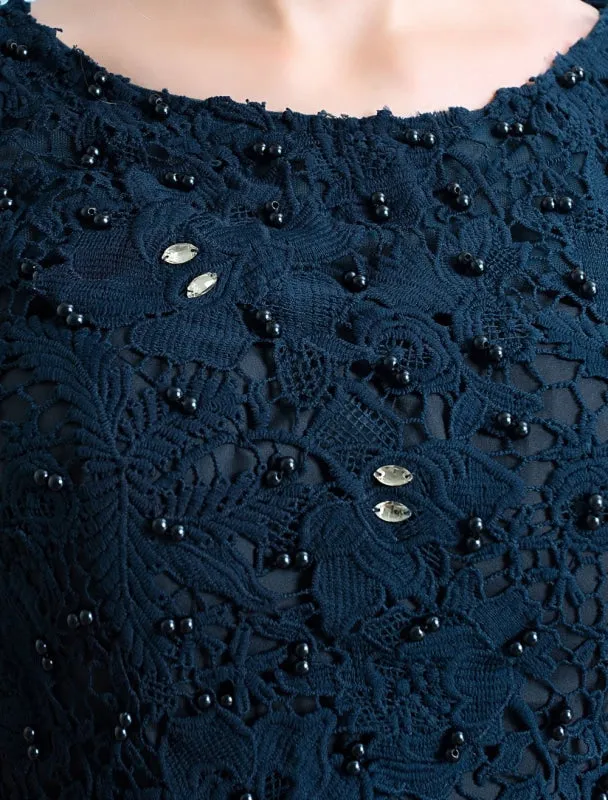 Blue Prom Dress 2021 Long Tulle Beading Evening Dresses Dark Navy Backless Floor Length Party Dresses Wedding Guest Dress