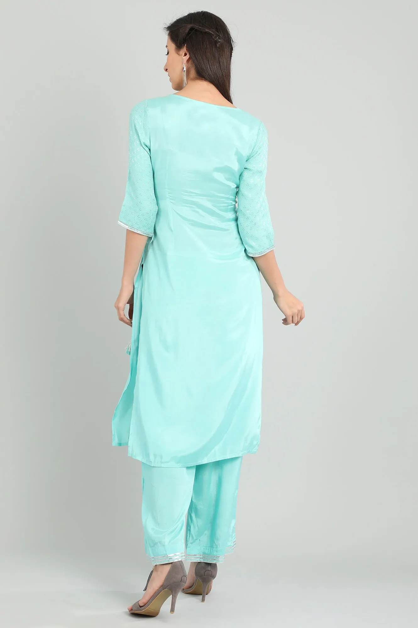 Blue Round Neck kurta Set
