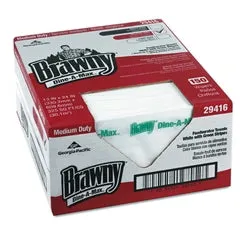 Brawny Dine-A-Max Food Prep/Bar Towels, 1/4-Fold - one box of 150 towels