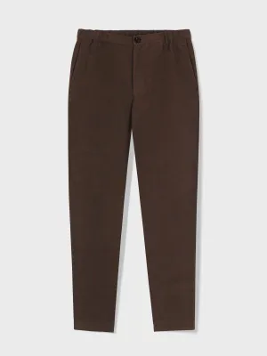 Brown Moleskin Elastic Waist Trousers