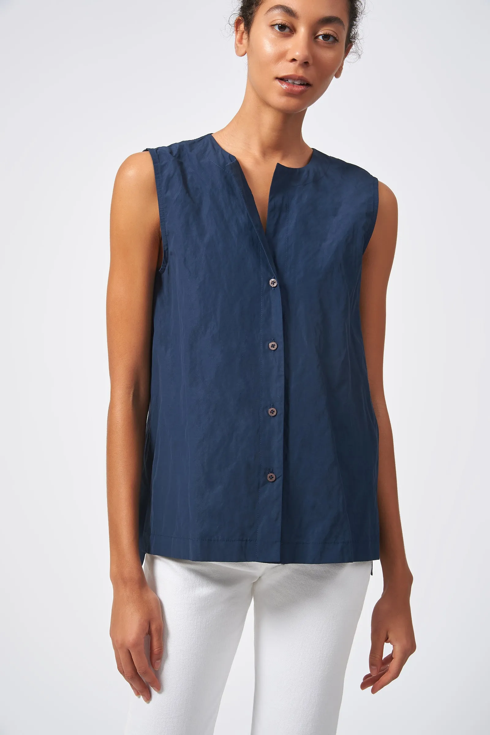 Button Front Shell - Navy