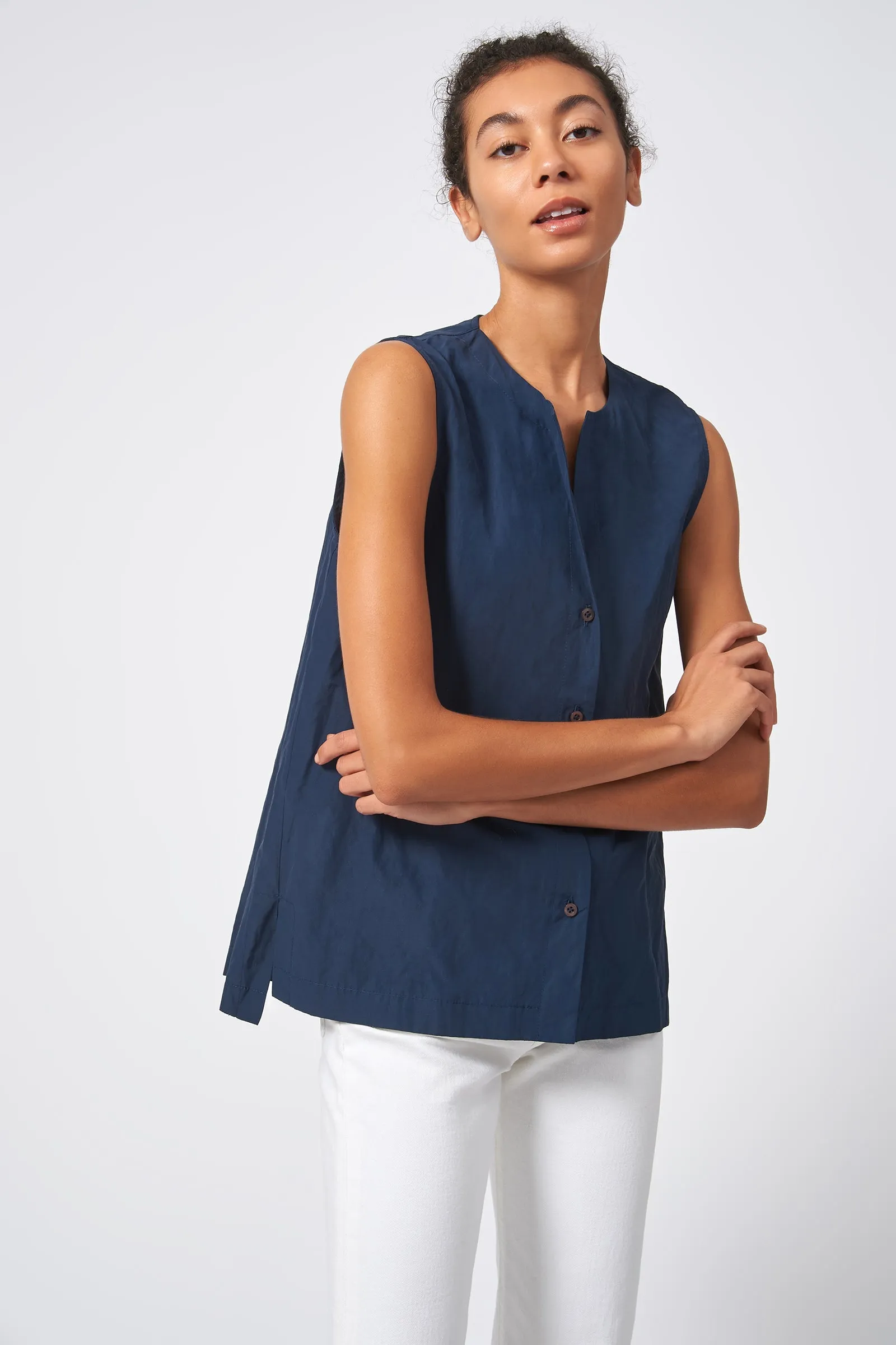 Button Front Shell - Navy