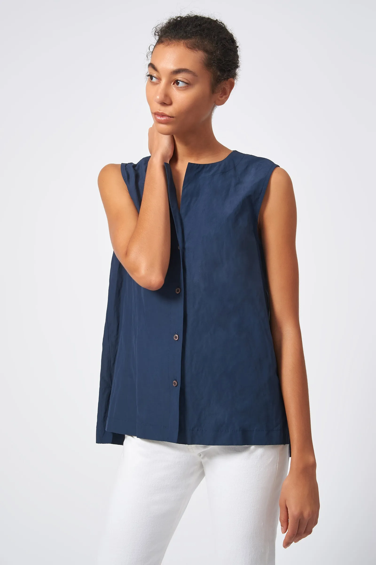 Button Front Shell - Navy