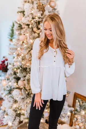 Buttoned Up Beauty Knit Babydoll Top- Off White