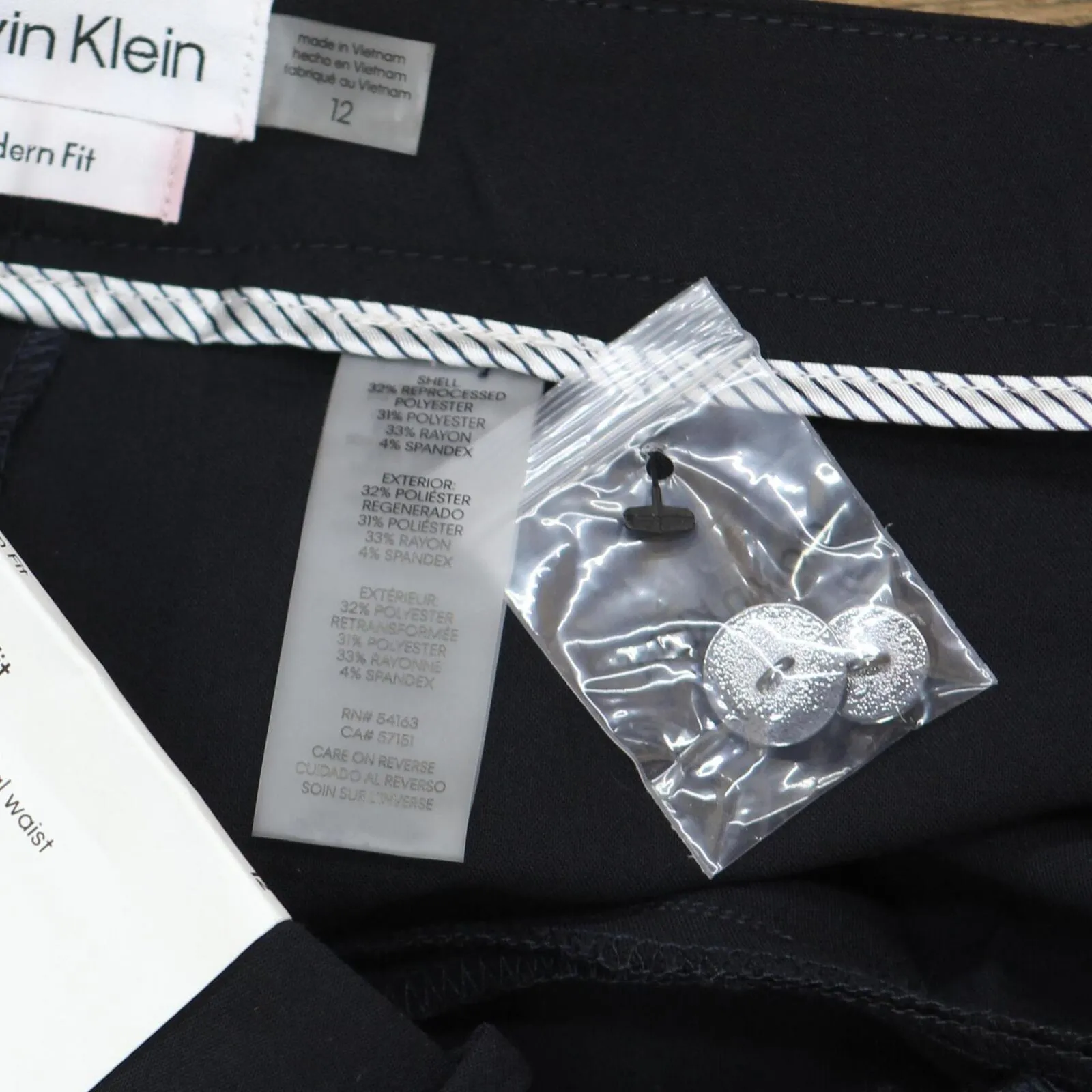Calvin Klein Women's Modern Fit Trousers CSE3036O Dark Navy Blue Black 12