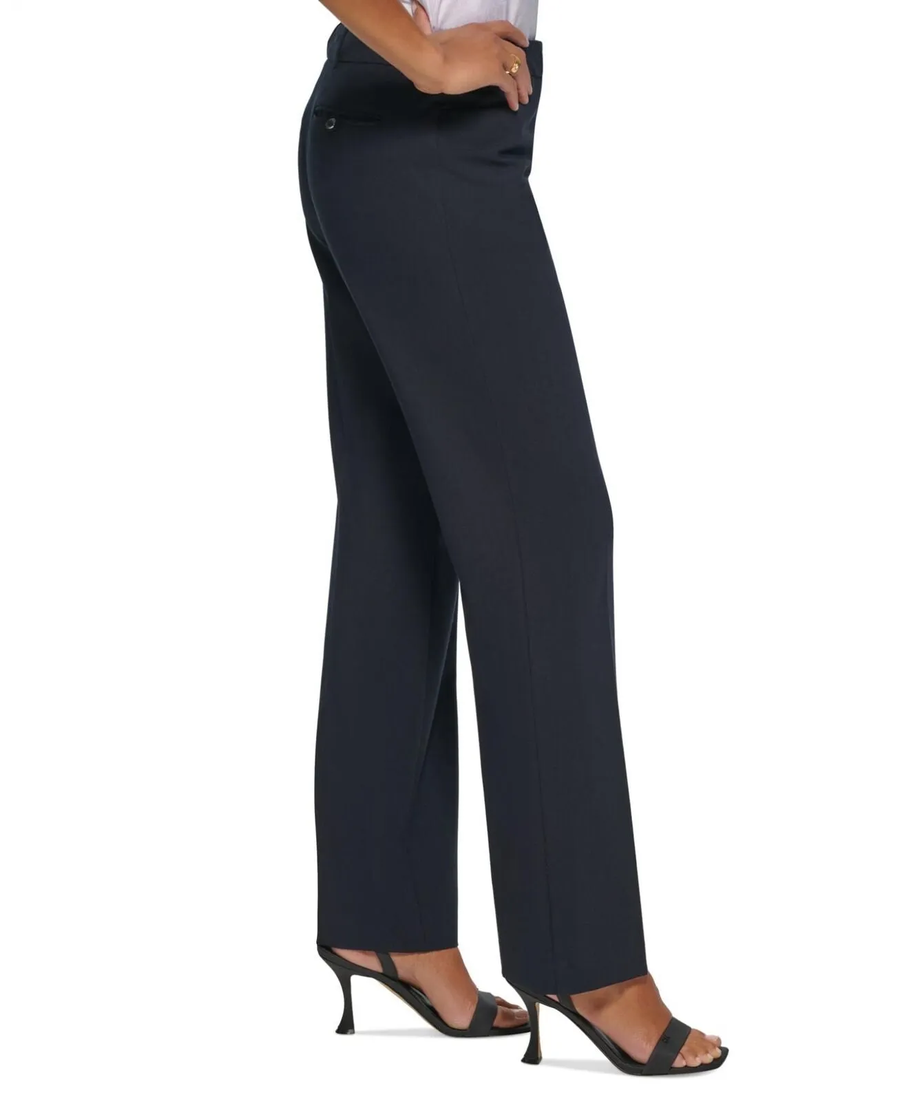 Calvin Klein Women's Modern Fit Trousers CSE3036O Dark Navy Blue Black 12