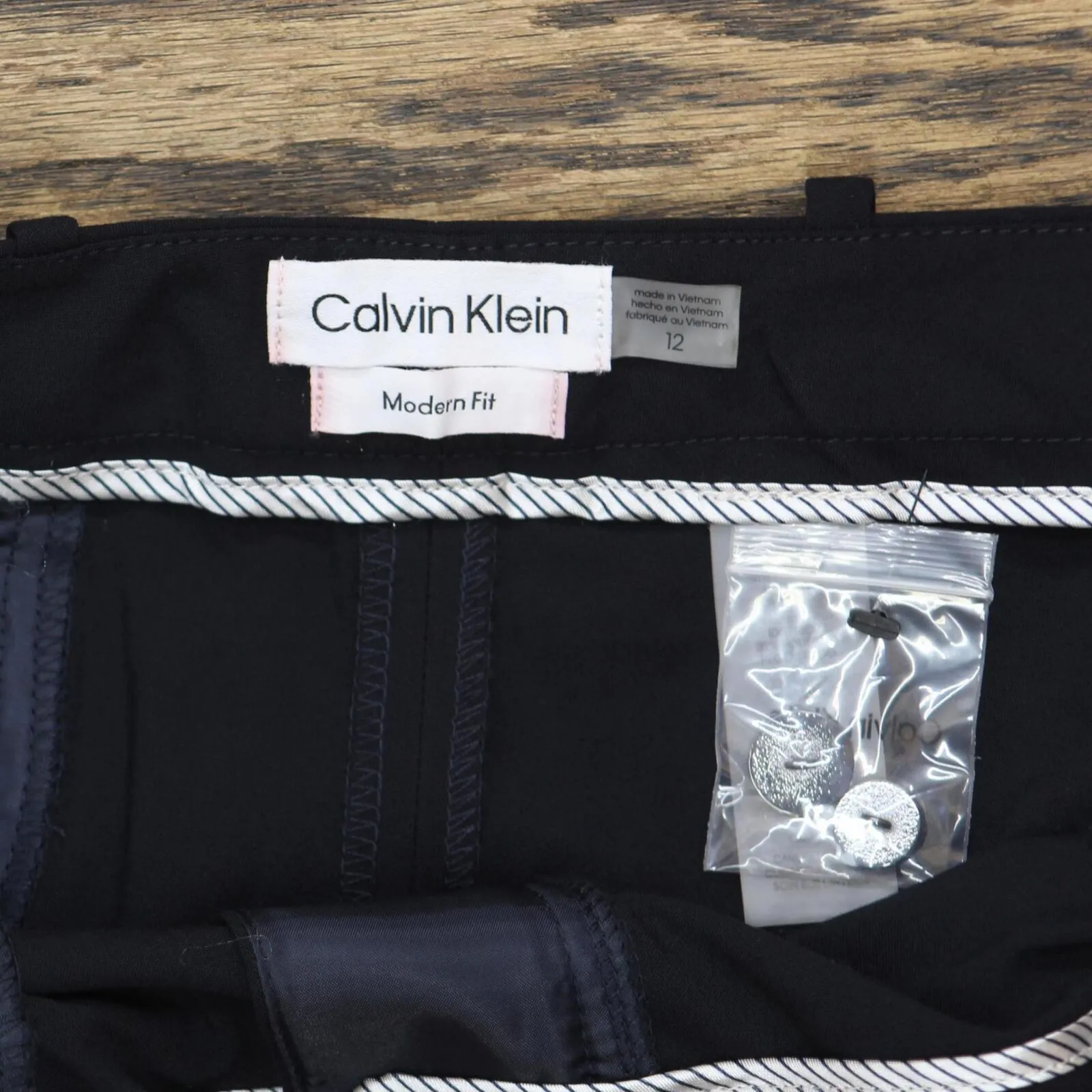 Calvin Klein Women's Modern Fit Trousers CSE3036O Dark Navy Blue Black 12