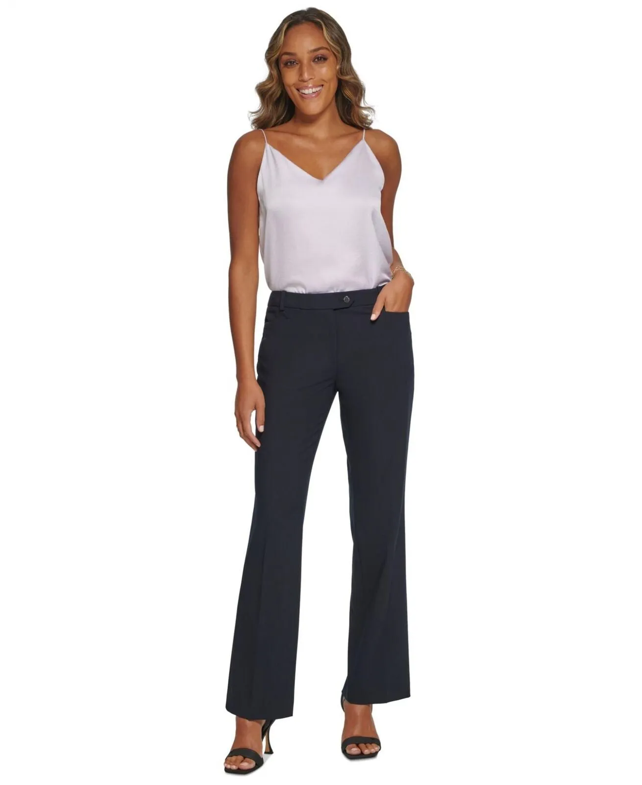 Calvin Klein Women's Modern Fit Trousers CSE3036O Dark Navy Blue Black 12