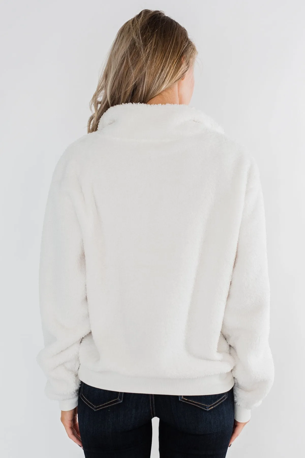 C'est Toi Quarter Zip Pullover Sherpa- Off White