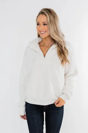 C'est Toi Quarter Zip Pullover Sherpa- Off White