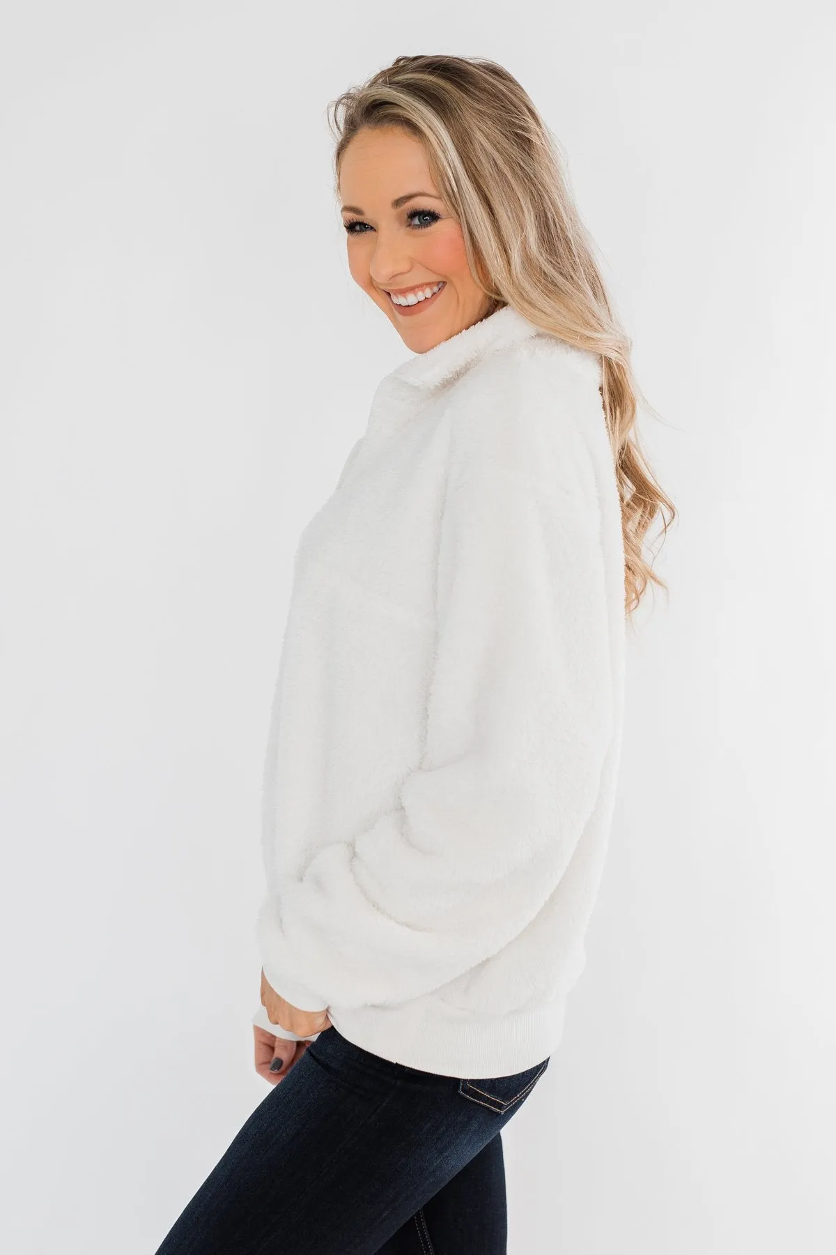 C'est Toi Quarter Zip Pullover Sherpa- Off White