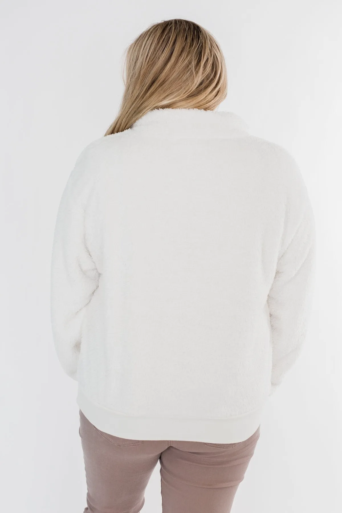 C'est Toi Quarter Zip Pullover Sherpa- Off White