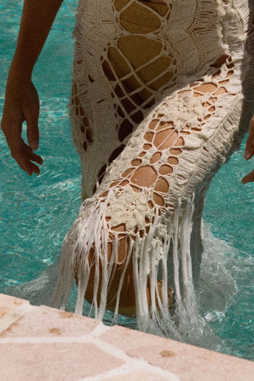 Chain Reaction Crochet Beaded Fringe Maxi Dress