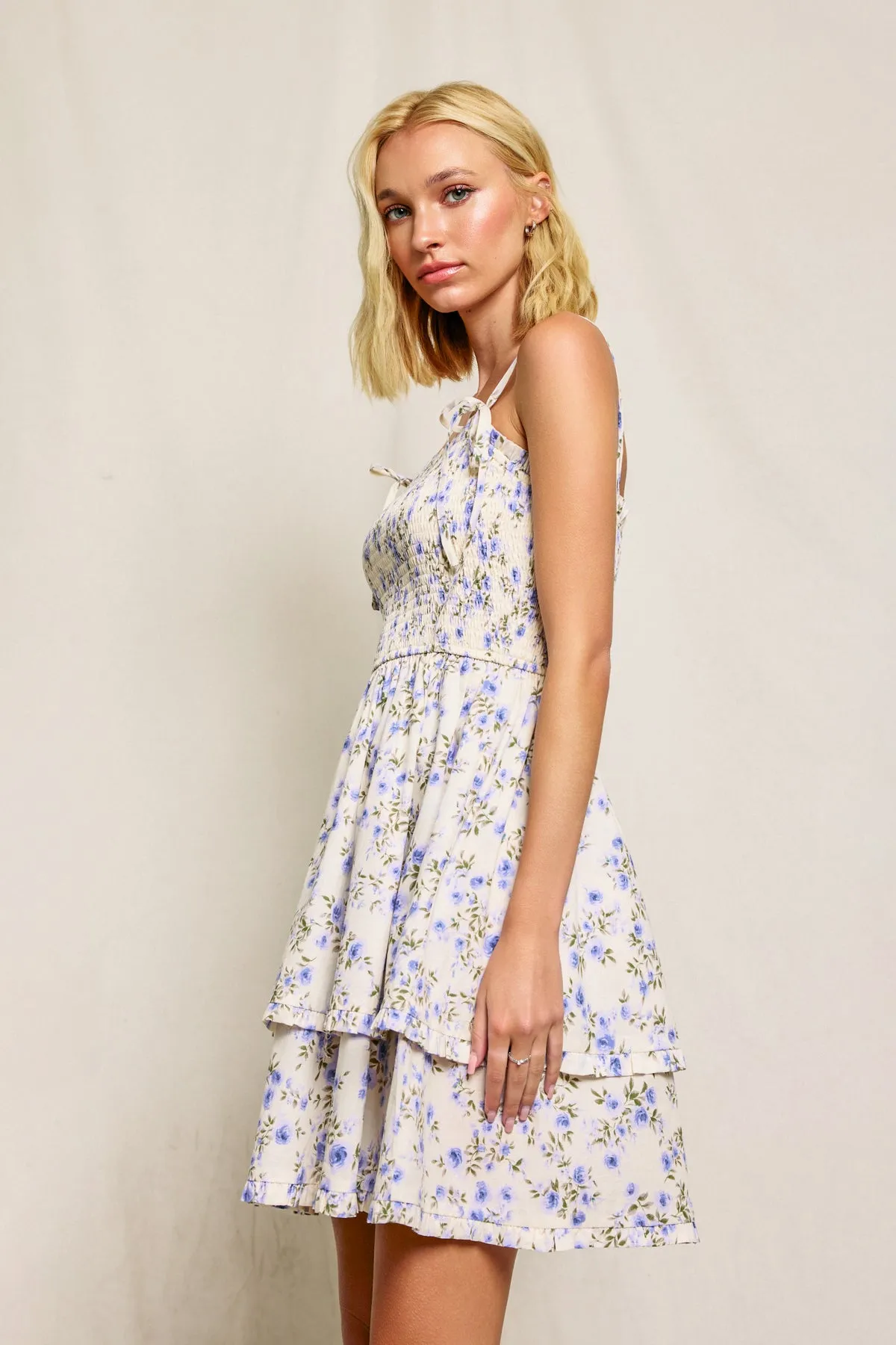 Chessie Smocked And Layered Mini Dress
