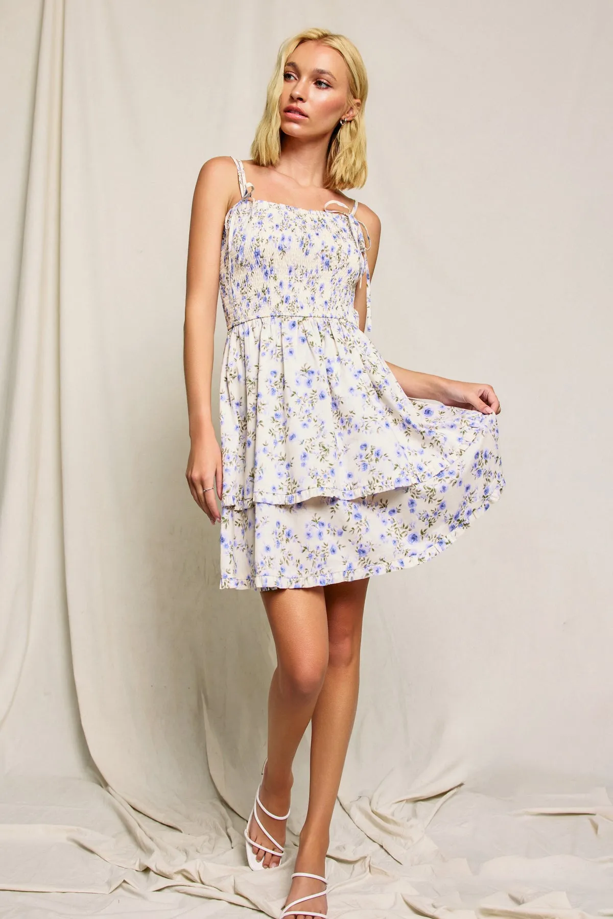 Chessie Smocked And Layered Mini Dress