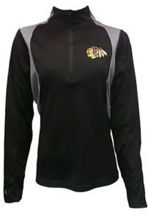 Chicago Blackhawks Antigua Black Delta 1/4 Zip Sweatshirt
