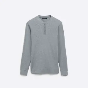 COMFORT Heather Waffle Knit Three Button Henley