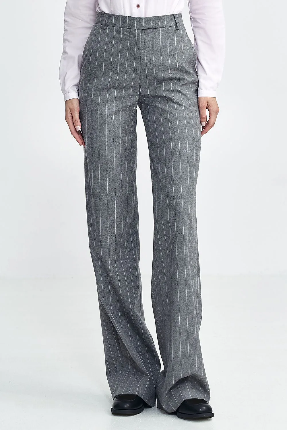 Contrasting Stripe High-Waist Bootcut Trousers