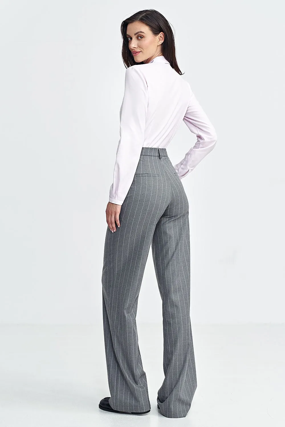 Contrasting Stripe High-Waist Bootcut Trousers