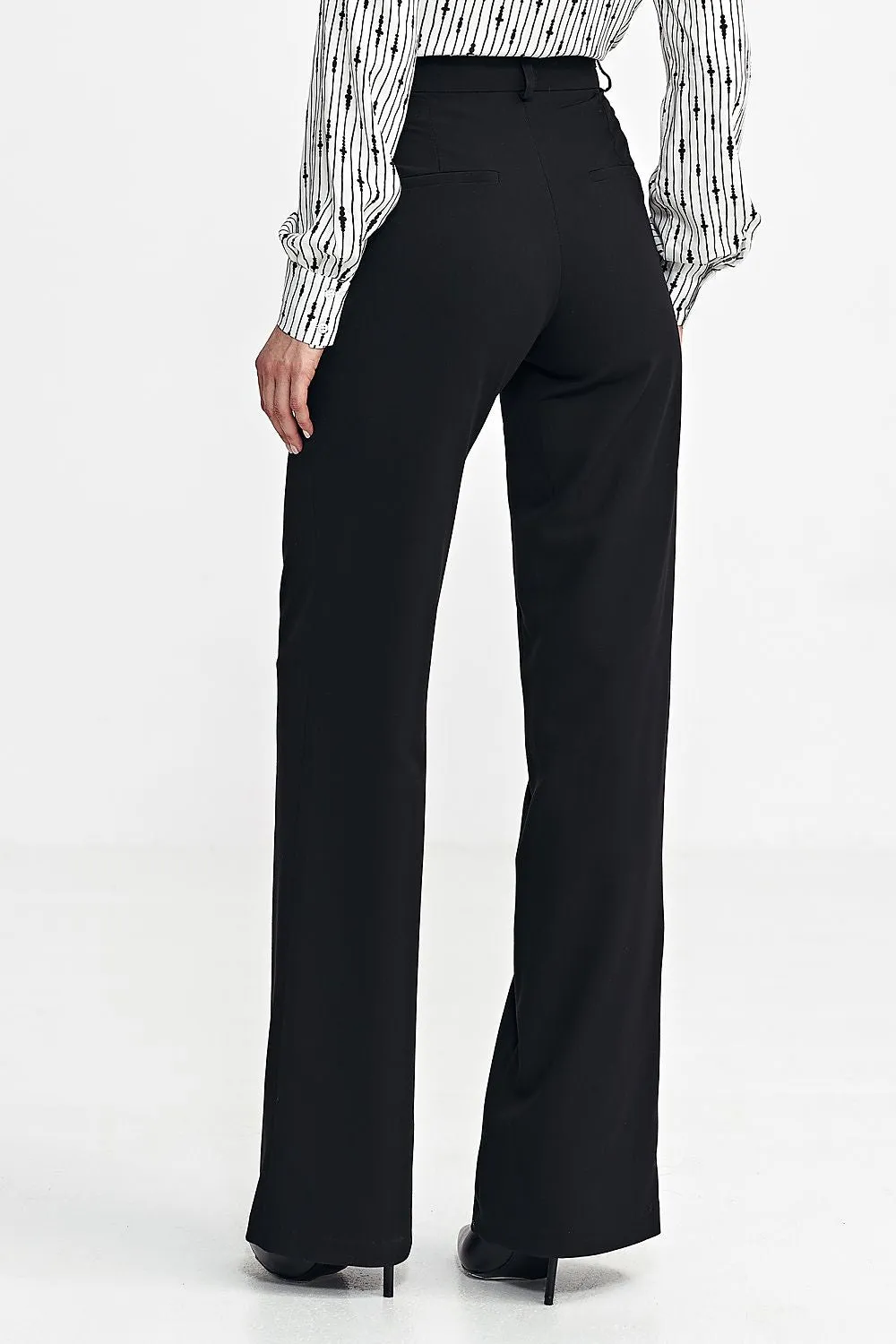 Contrasting Stripe High-Waist Bootcut Trousers