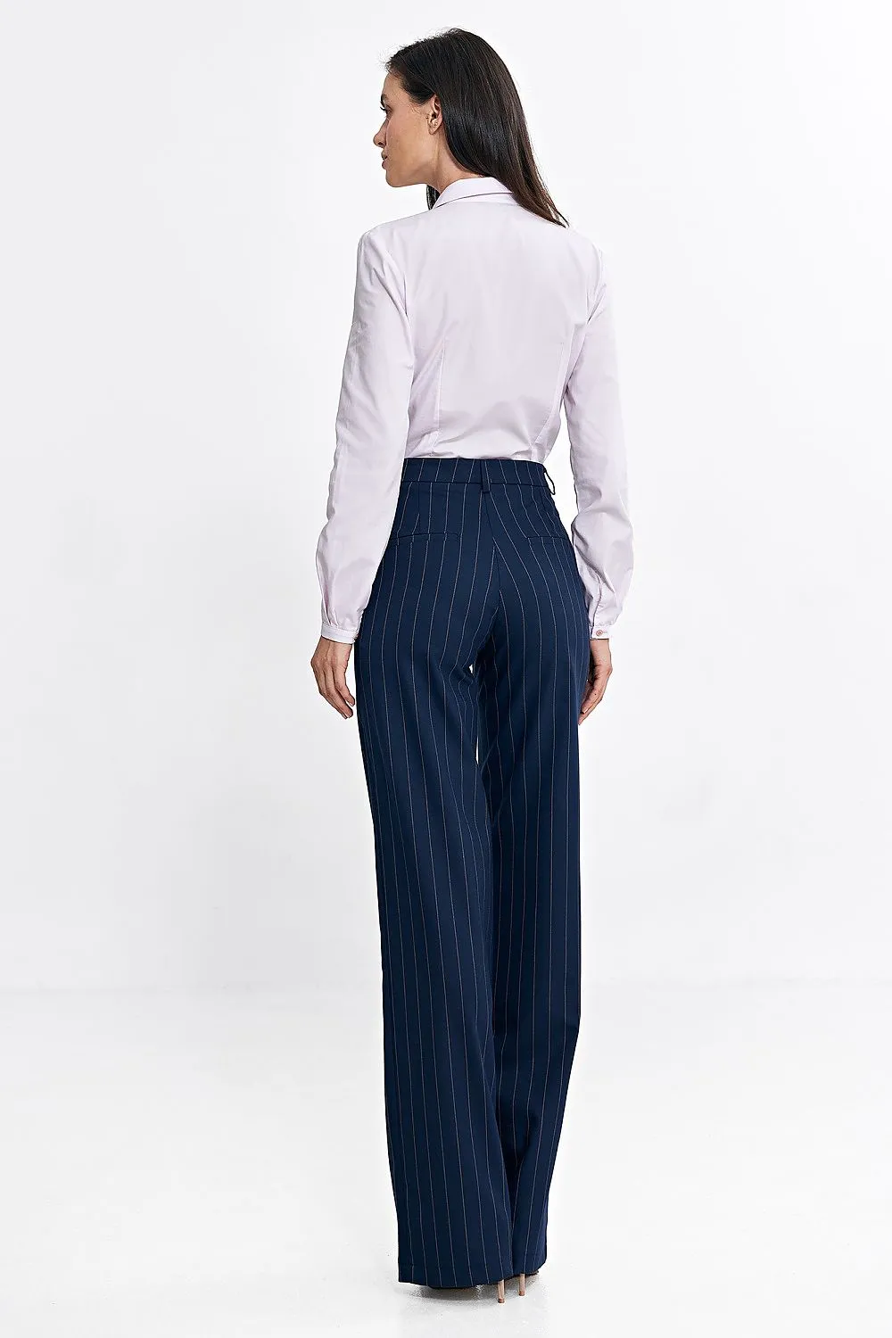 Contrasting Stripe High-Waist Bootcut Trousers