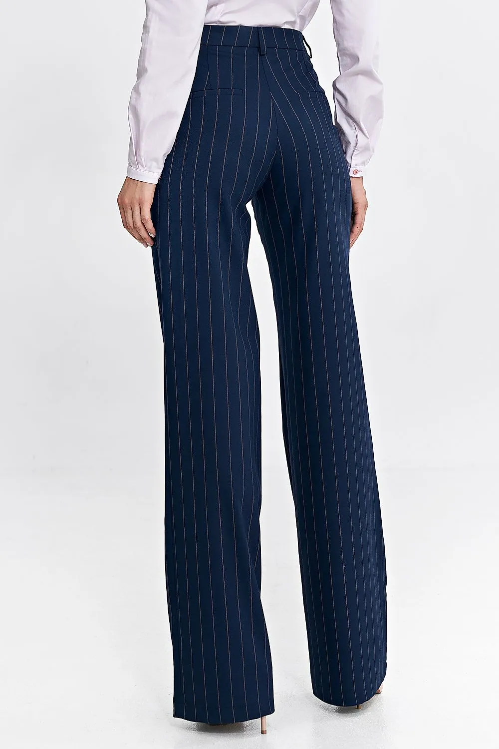 Contrasting Stripe High-Waist Bootcut Trousers