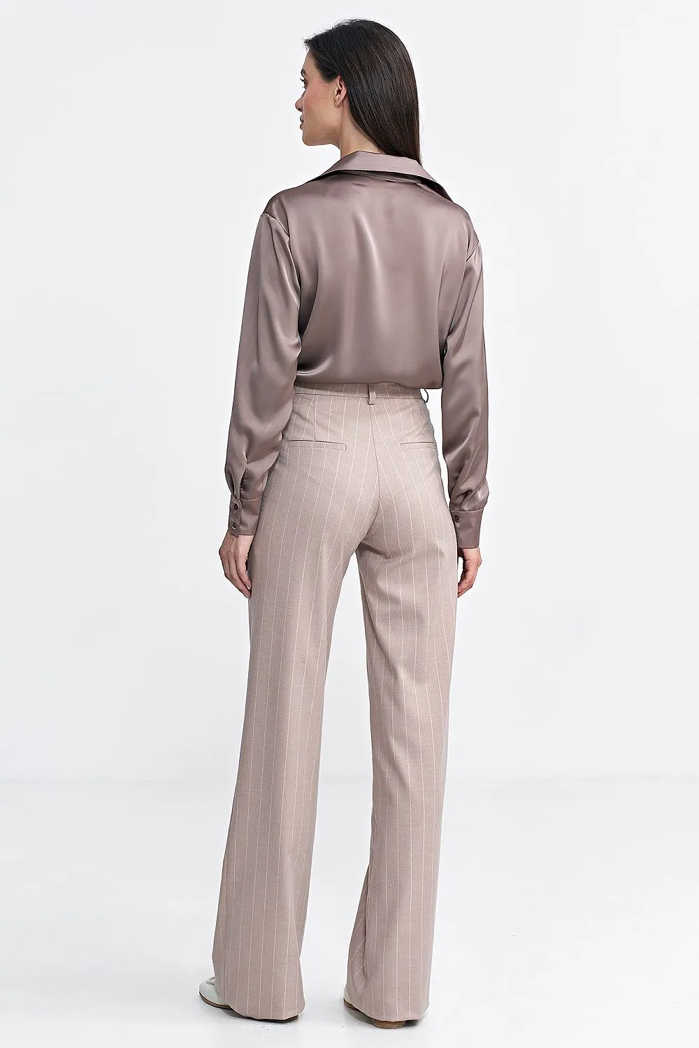 Contrasting Stripe High-Waist Bootcut Trousers