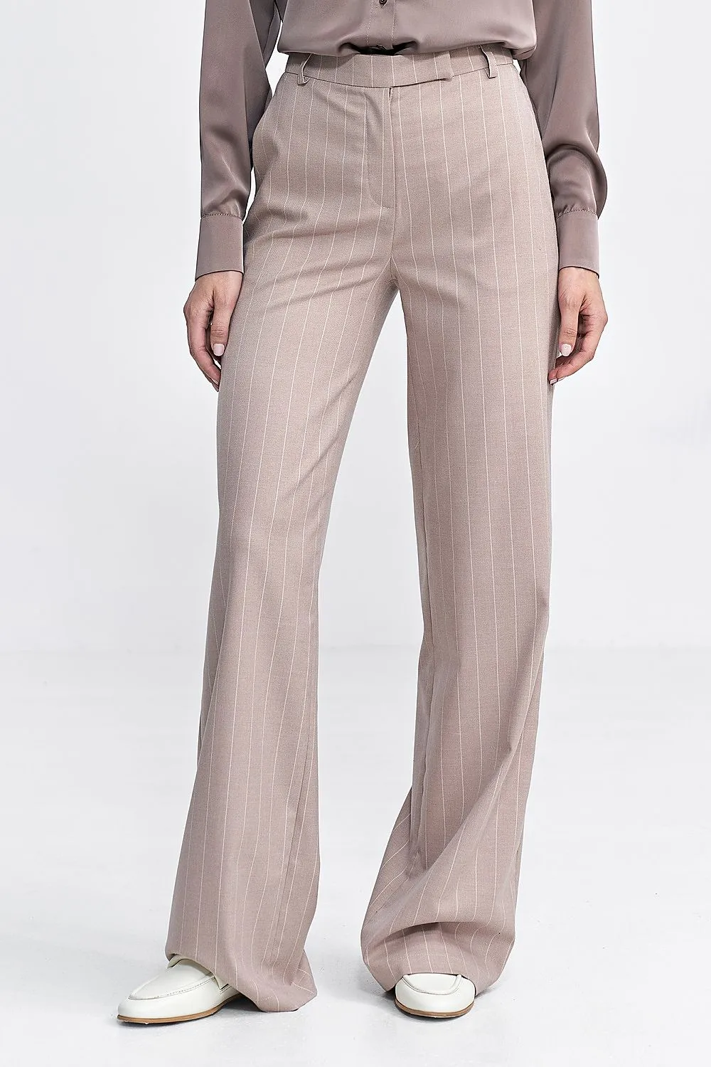 Contrasting Stripe High-Waist Bootcut Trousers