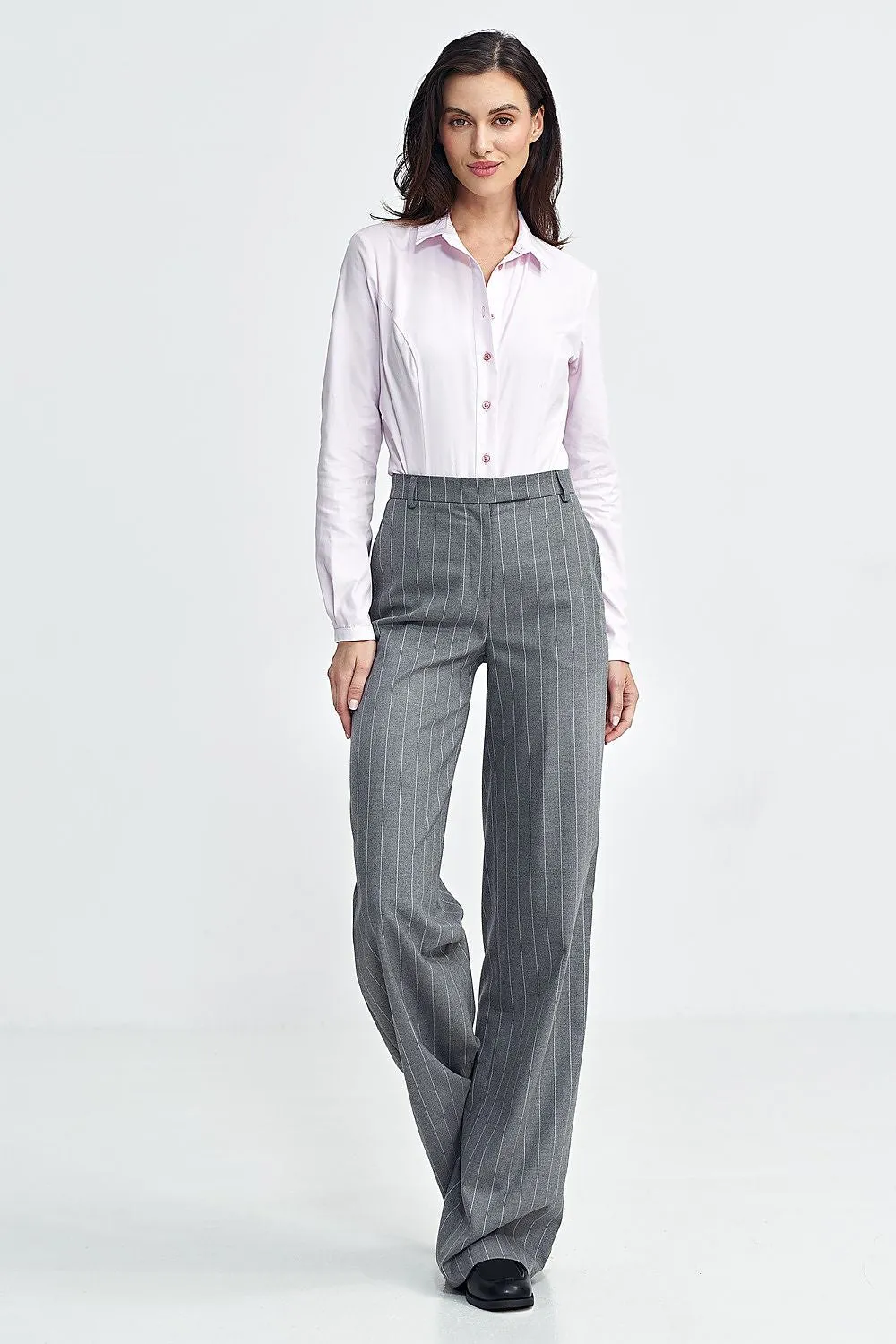 Contrasting Stripe High-Waist Bootcut Trousers