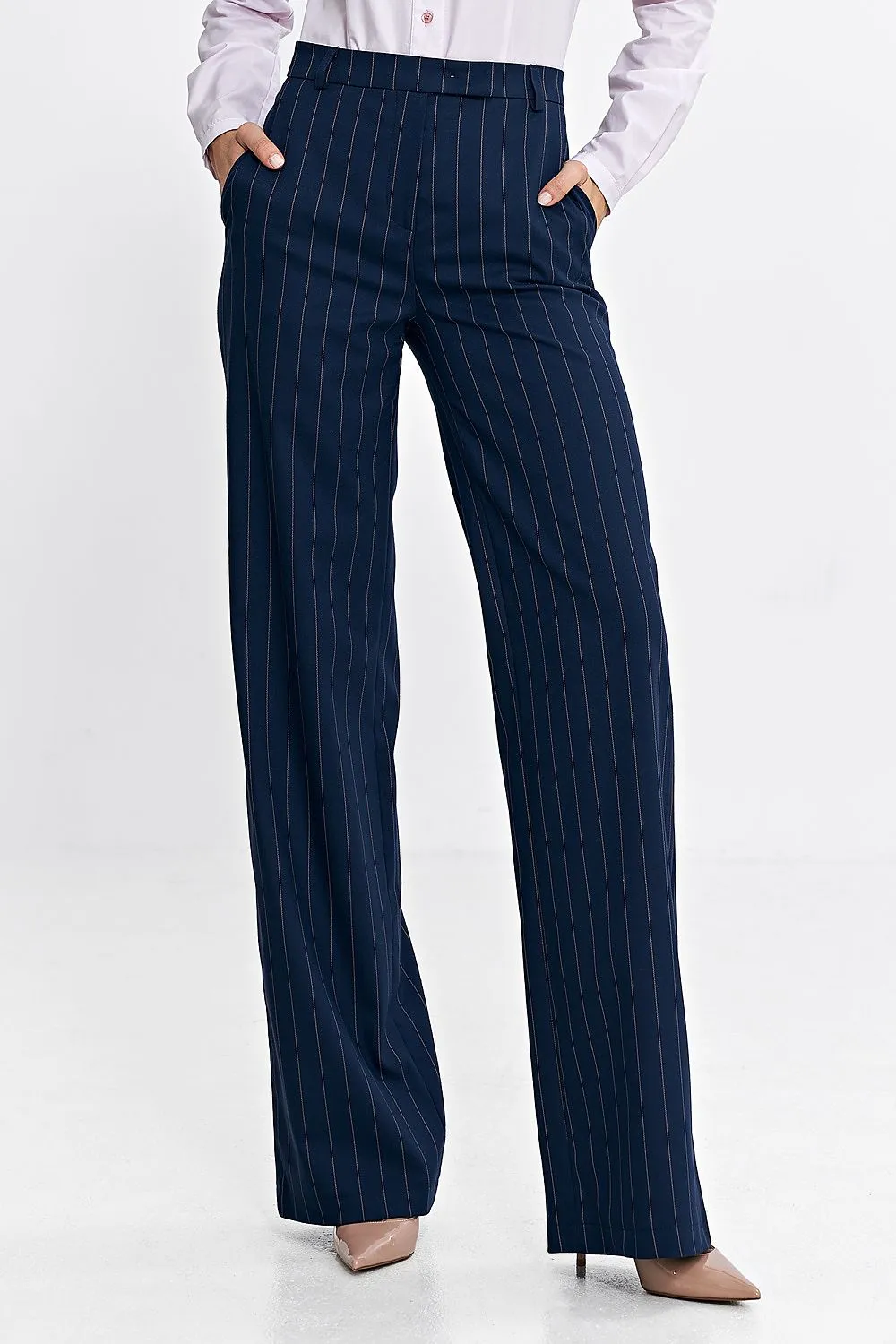 Contrasting Stripe High-Waist Bootcut Trousers
