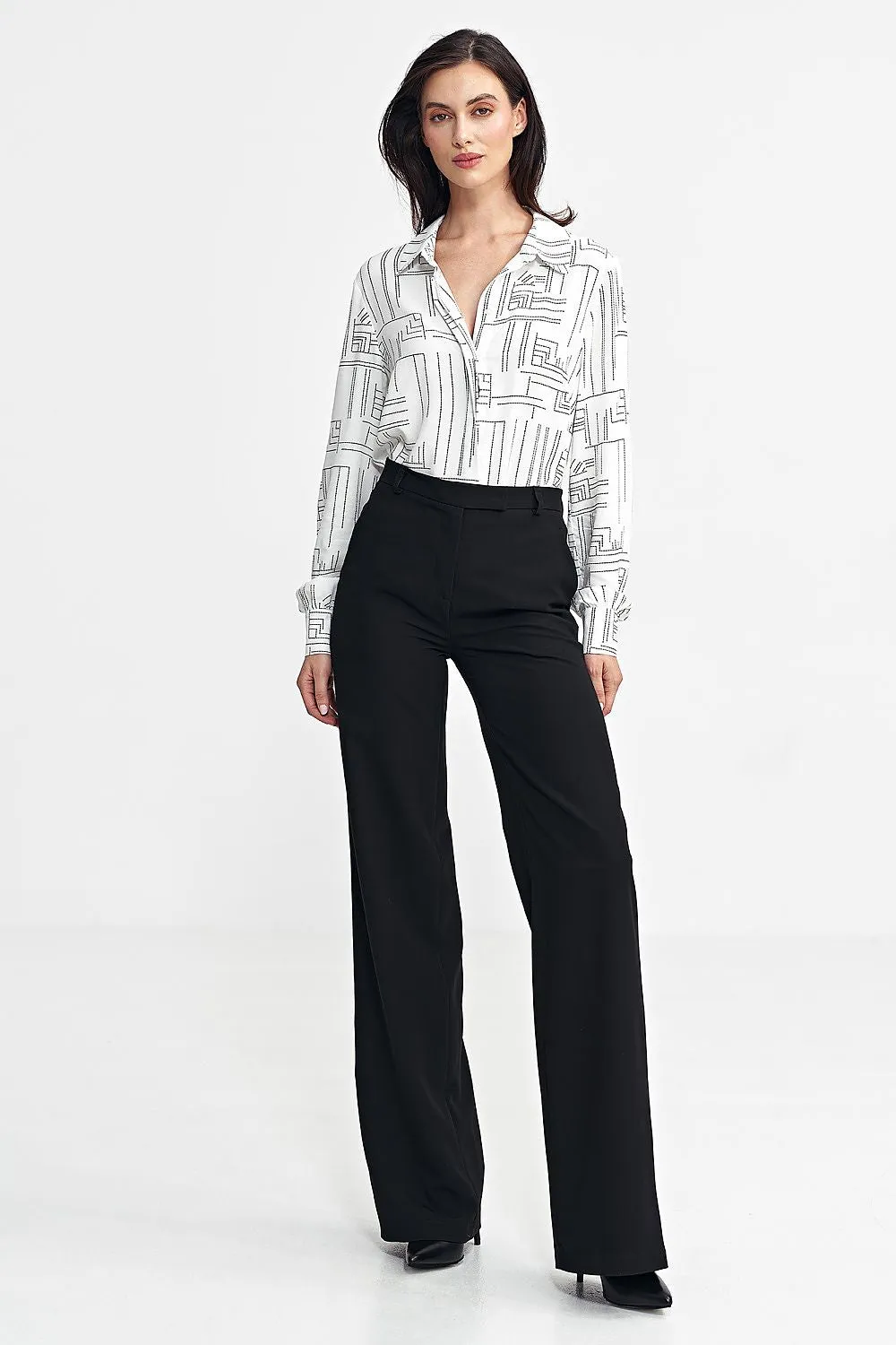 Contrasting Stripe High-Waist Bootcut Trousers