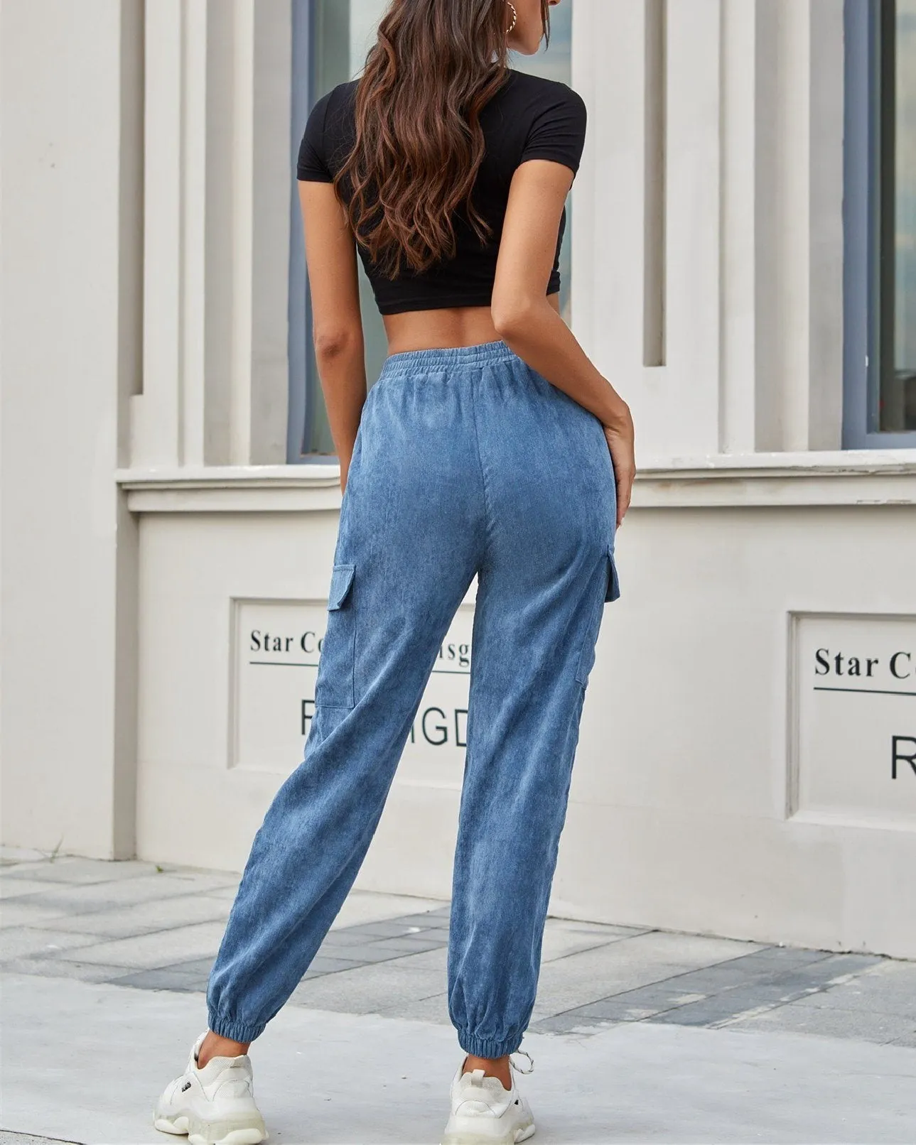 Corduroy High Waist Corset Trousers