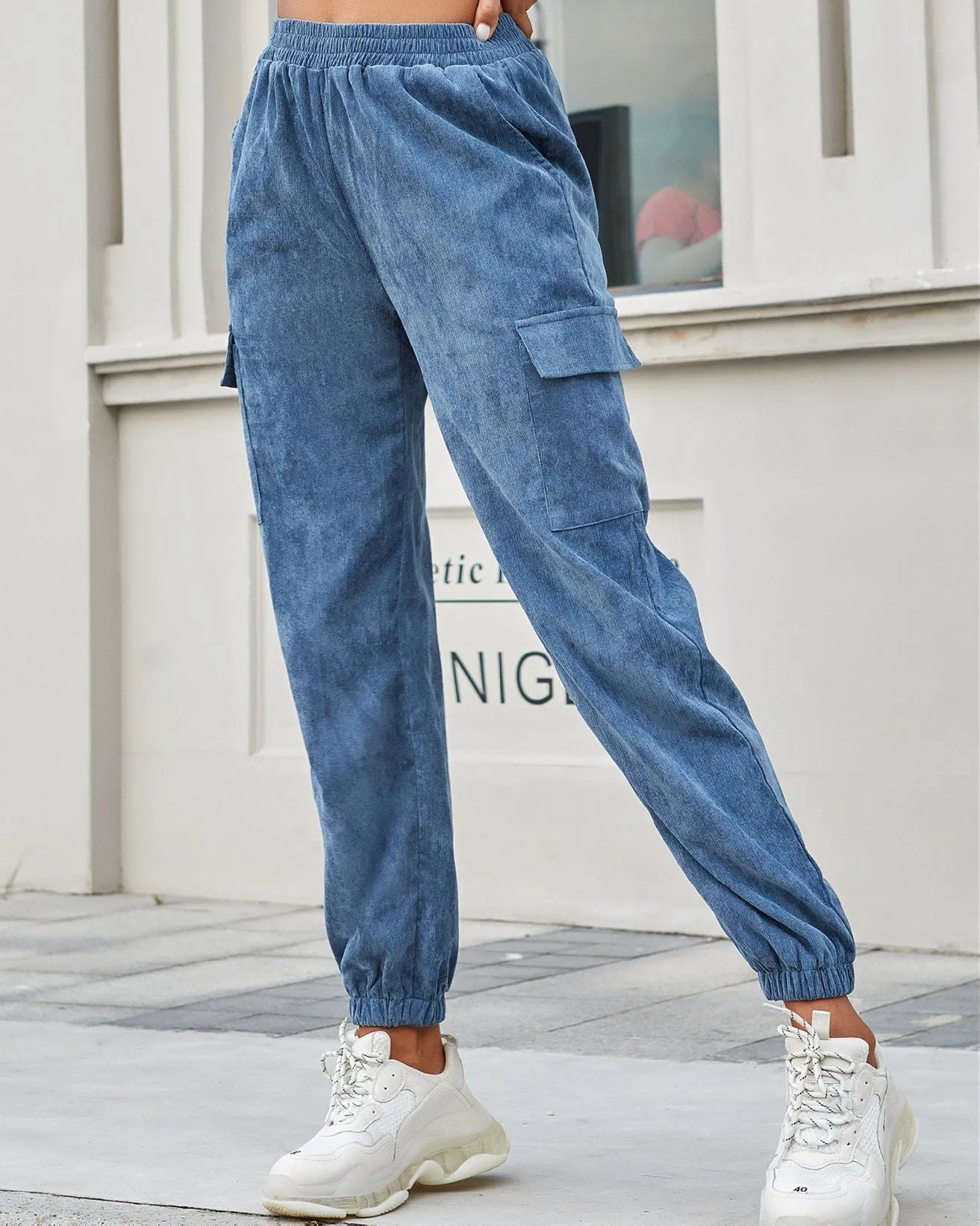 Corduroy High Waist Corset Trousers