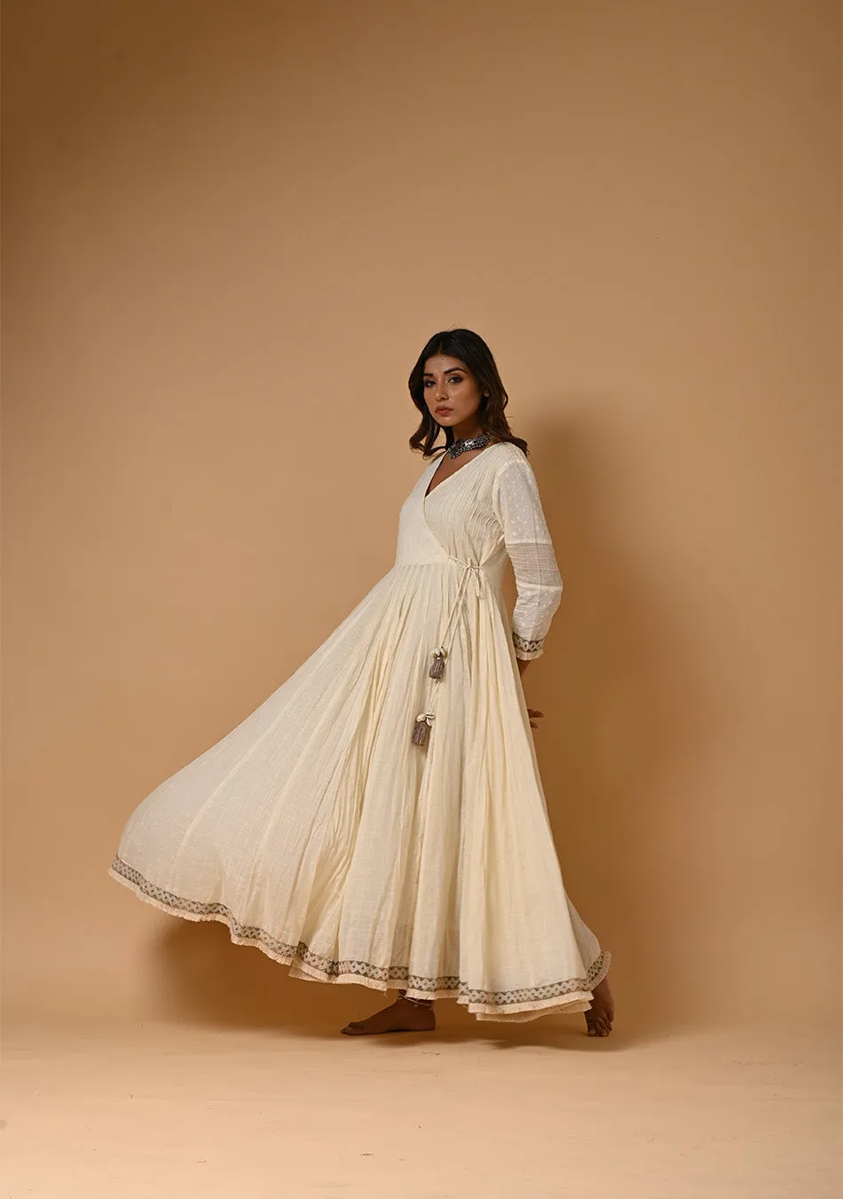 Cream Schiffli & Mulmul Dress