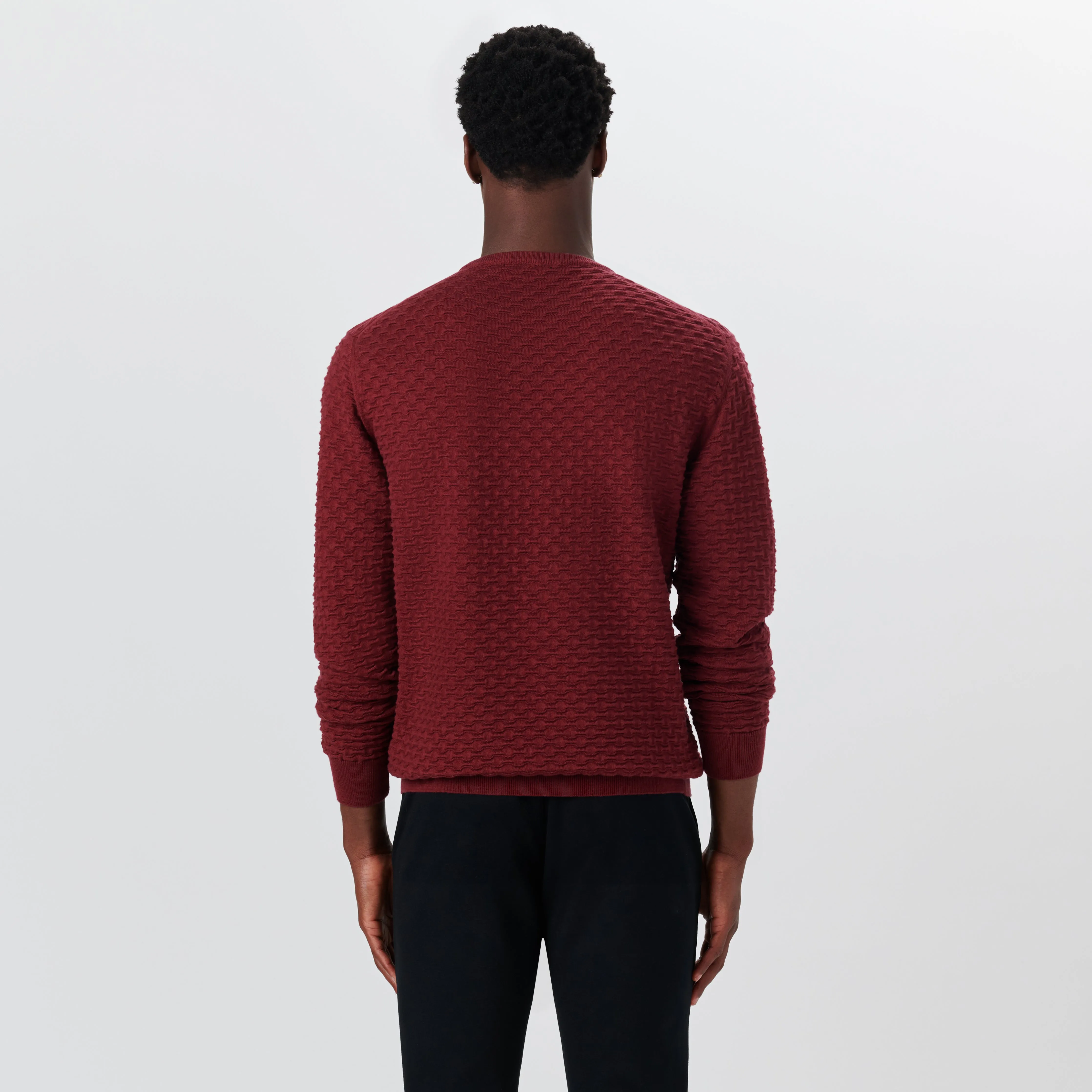 Crew Neck Jacquard Wave Sweater