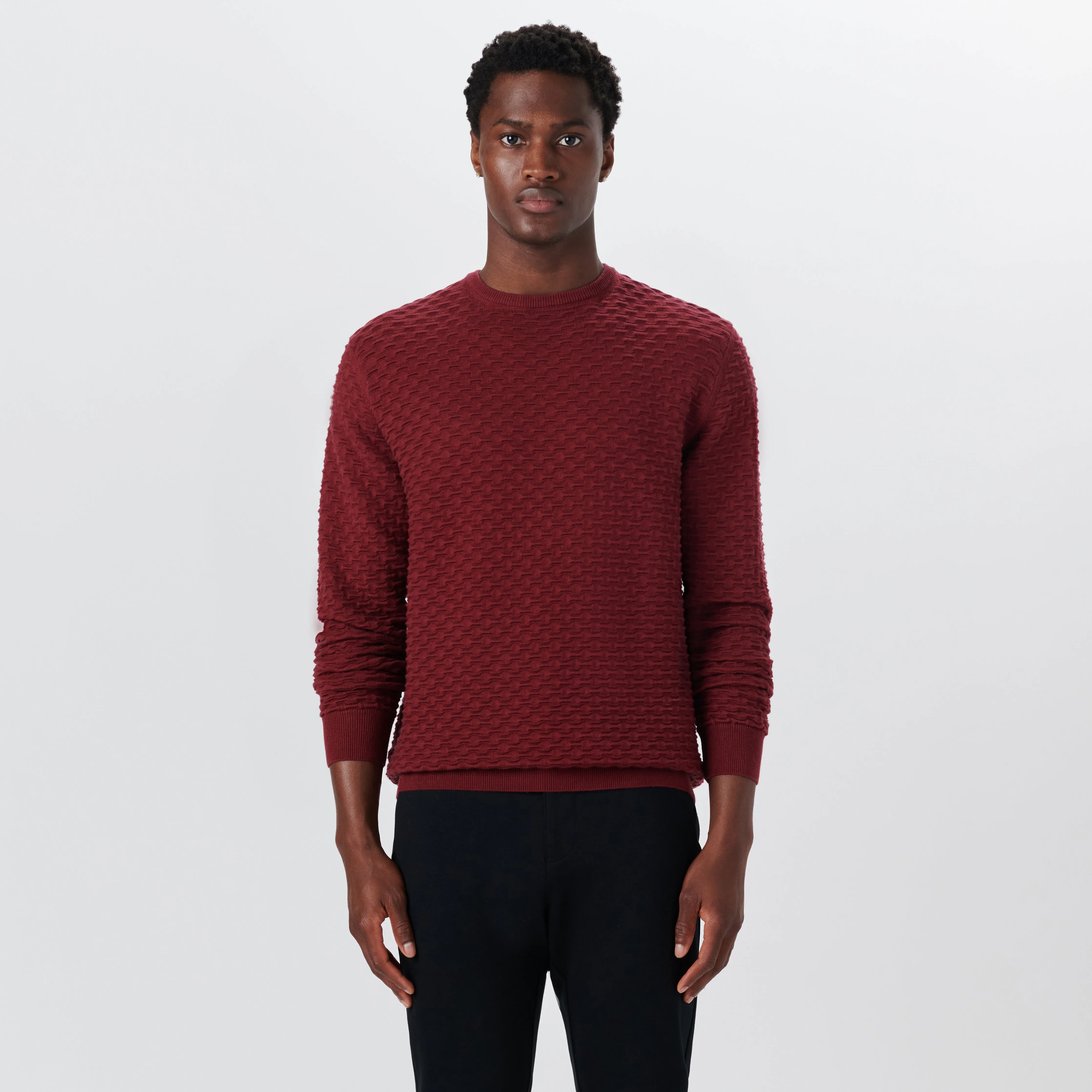 Crew Neck Jacquard Wave Sweater