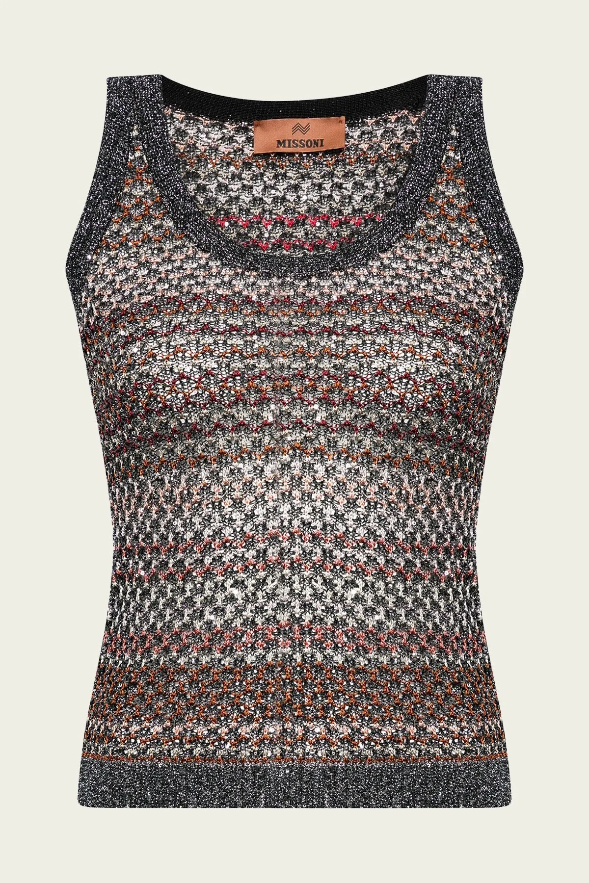Crochet-Effect Weave Top in Multicolor