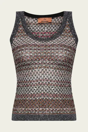 Crochet-Effect Weave Top in Multicolor