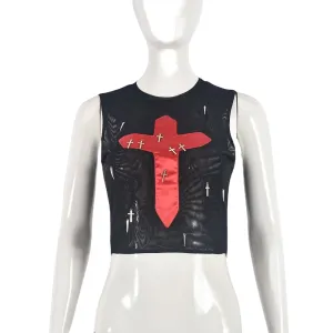 “Crossed Out” Mesh Top