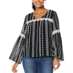 Curations Plus Size Lace Embroidered Blouse