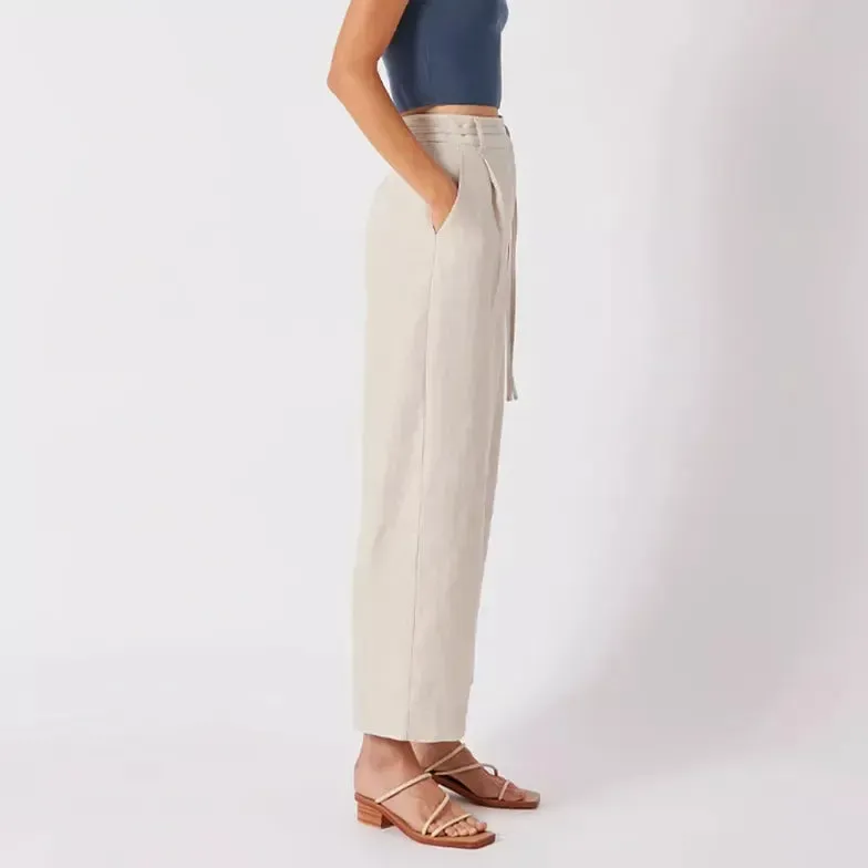 Elegant High-Waist Korean Style Office & Streetwear Linen Trousers