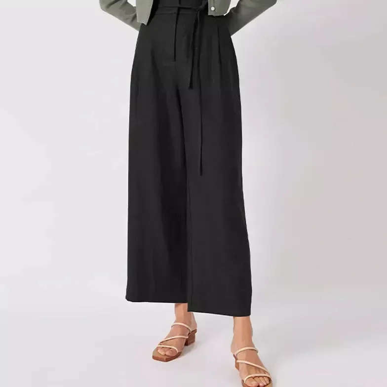 Elegant High-Waist Korean Style Office & Streetwear Linen Trousers