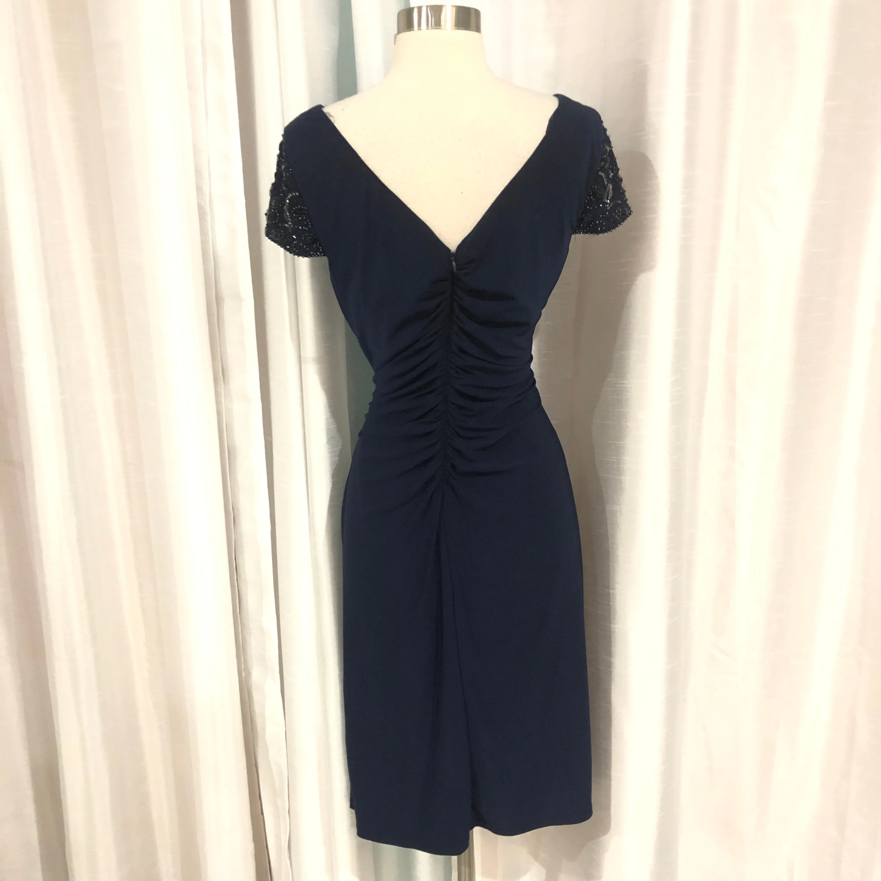 ELIZA J Short Navy Short Sleeve Gown Size 12