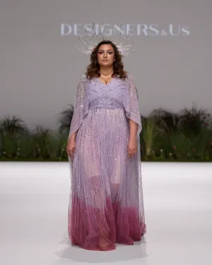 Enchanted Violet Ombre Cloche Gown Dress