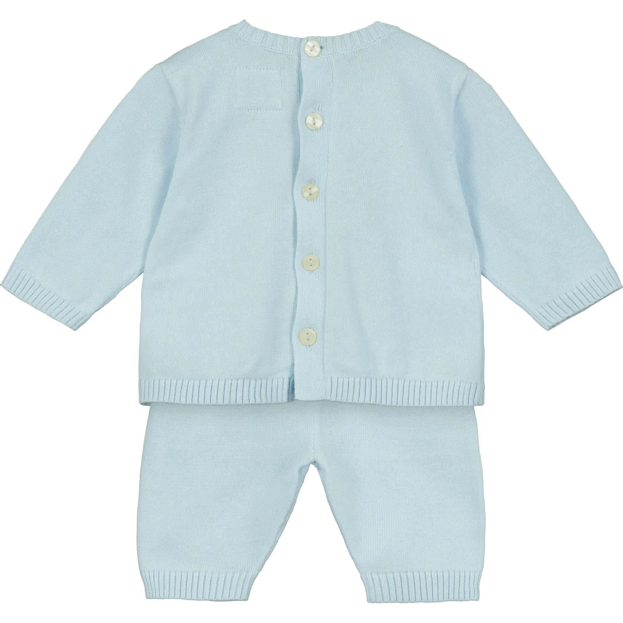 Enzo Blue Knit Teddy Trouser Set with Hat