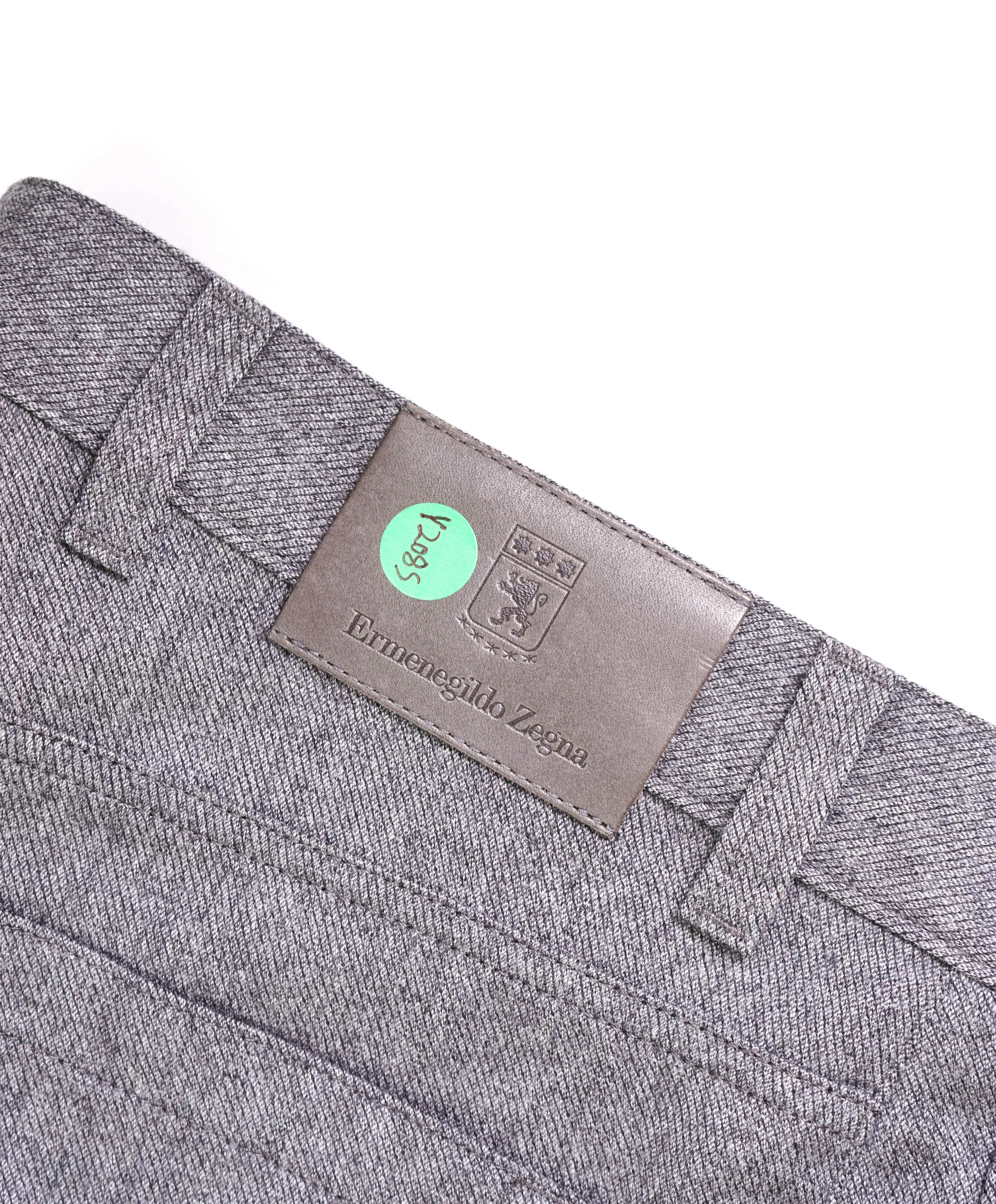 ERMENEGILDO ZEGNA - Gray Flanel WOOL Suede Logo Tag 5-Pocket Pants- 36W