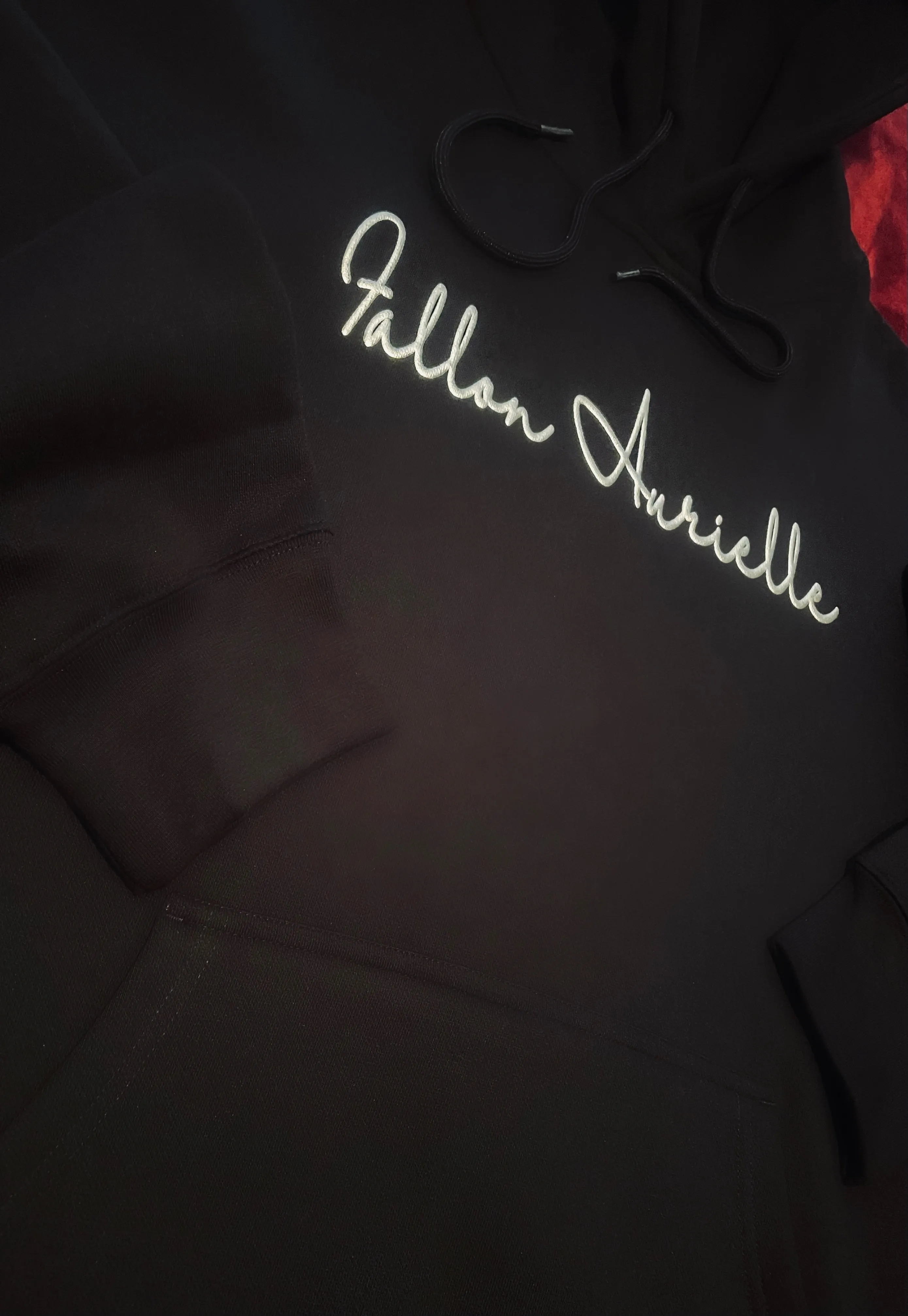 Fallon Aurielle Unisex Signature Sagittarius Logo & Name Zodiac Hoodie (Black & Metallic Silver)