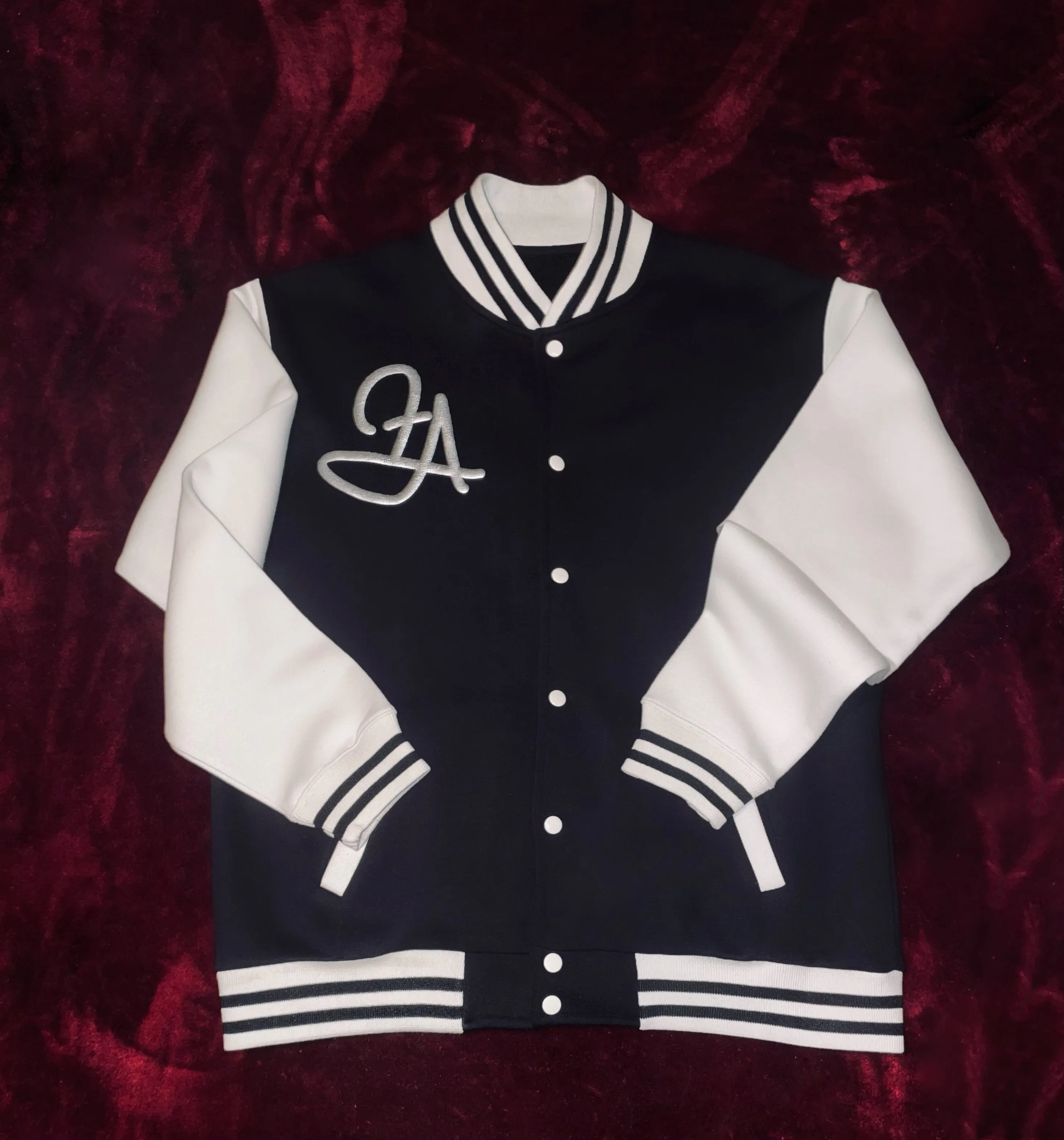 Fallon Aurielle Unisex Signature Sagittarius Logo & Name Zodiac Jacket (Black, Metallic Silver & Cream)