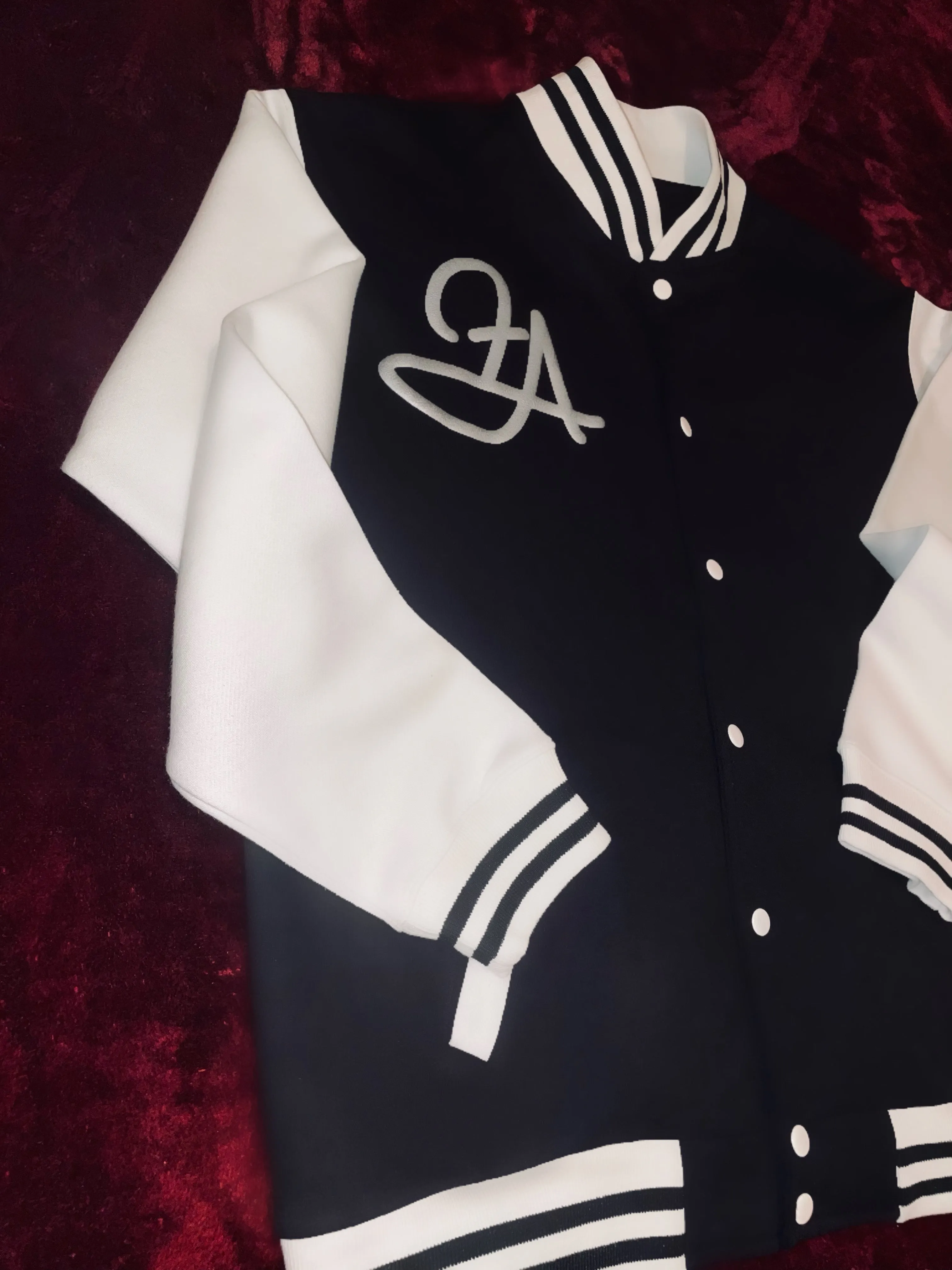 Fallon Aurielle Unisex Signature Sagittarius Logo & Name Zodiac Jacket (Black, Metallic Silver & Cream)