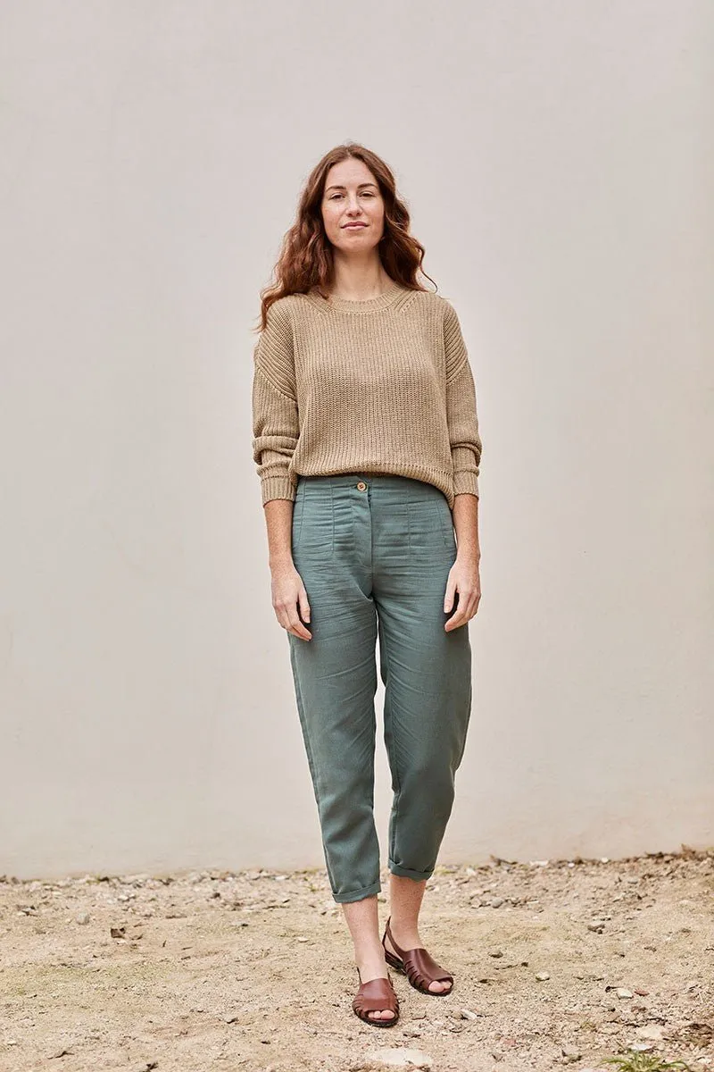 Faren Linen Trousers Aquamarine Blue